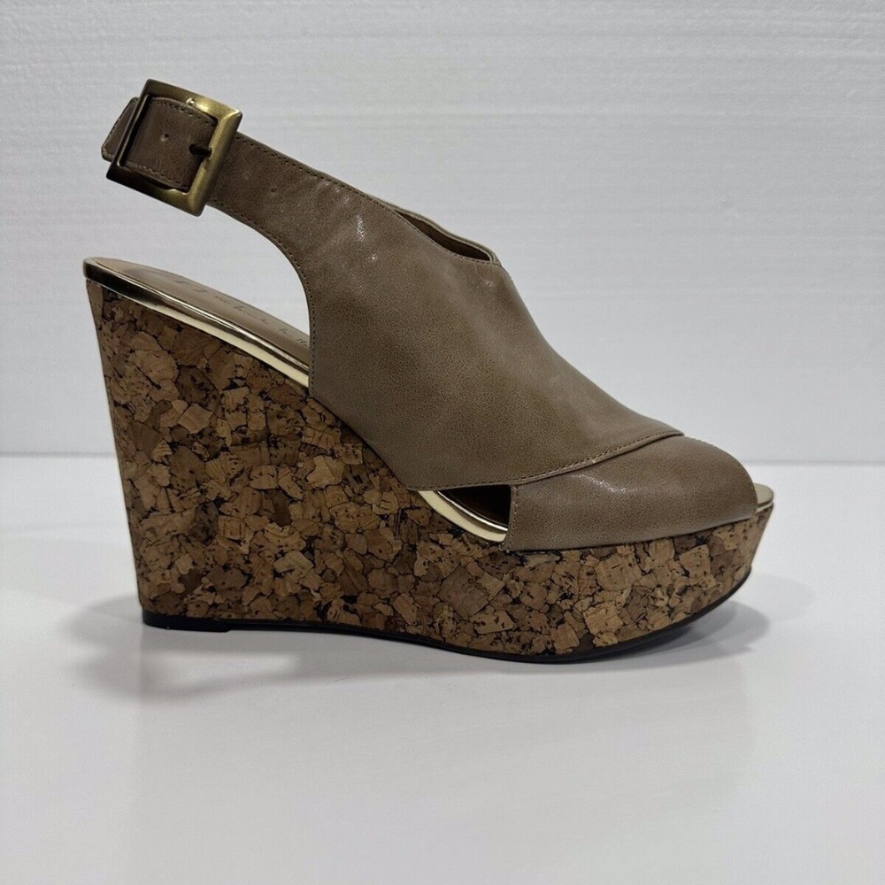 N by Nicole Miller Brown Faux Leather Cork Wedges Women’s Size 8.5